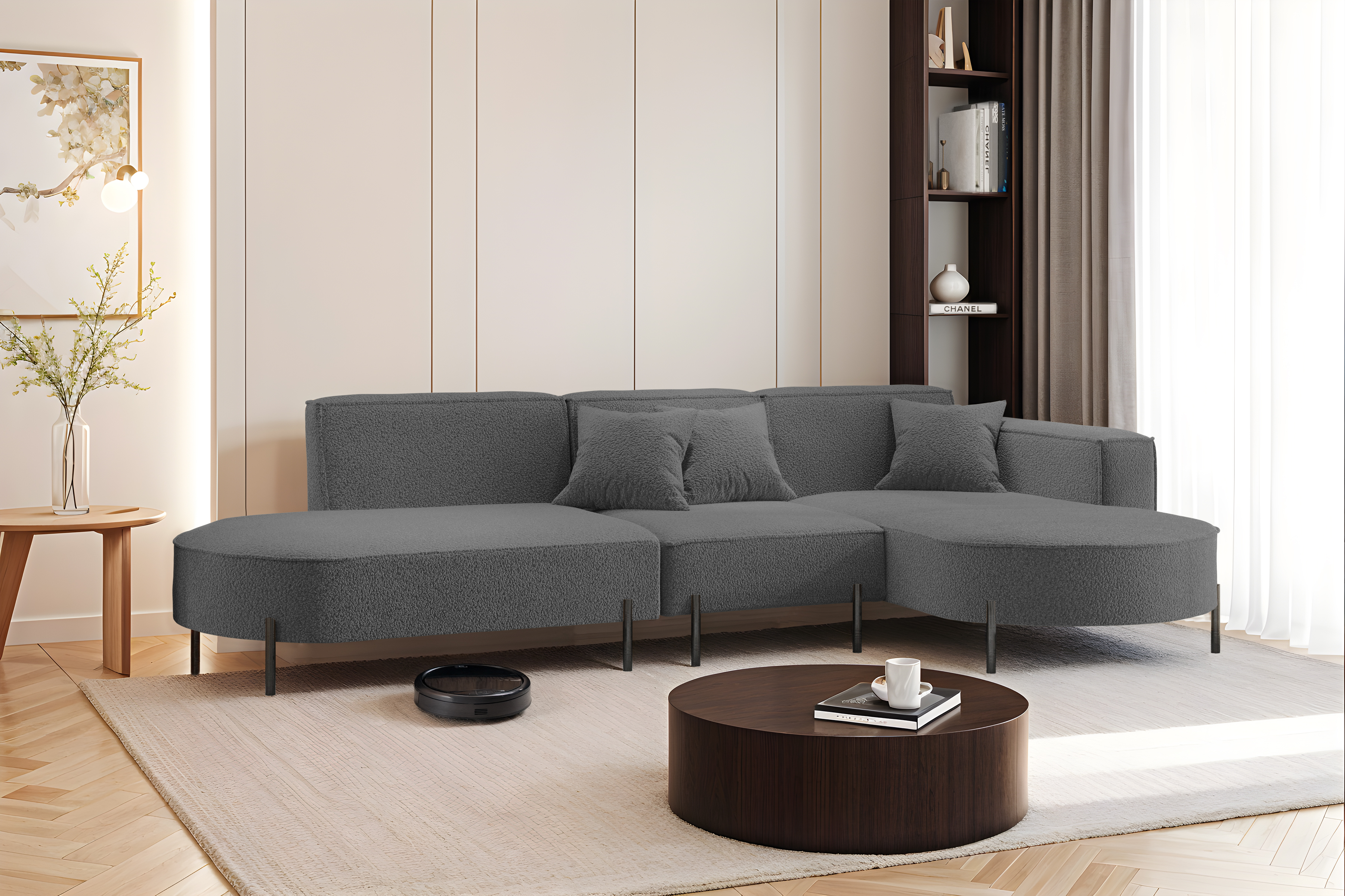 Parma L Hills Ecksofa L-Form Quelle Dunkelgrau